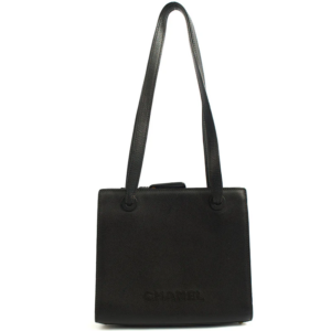 vintage tote in black, caviar leather